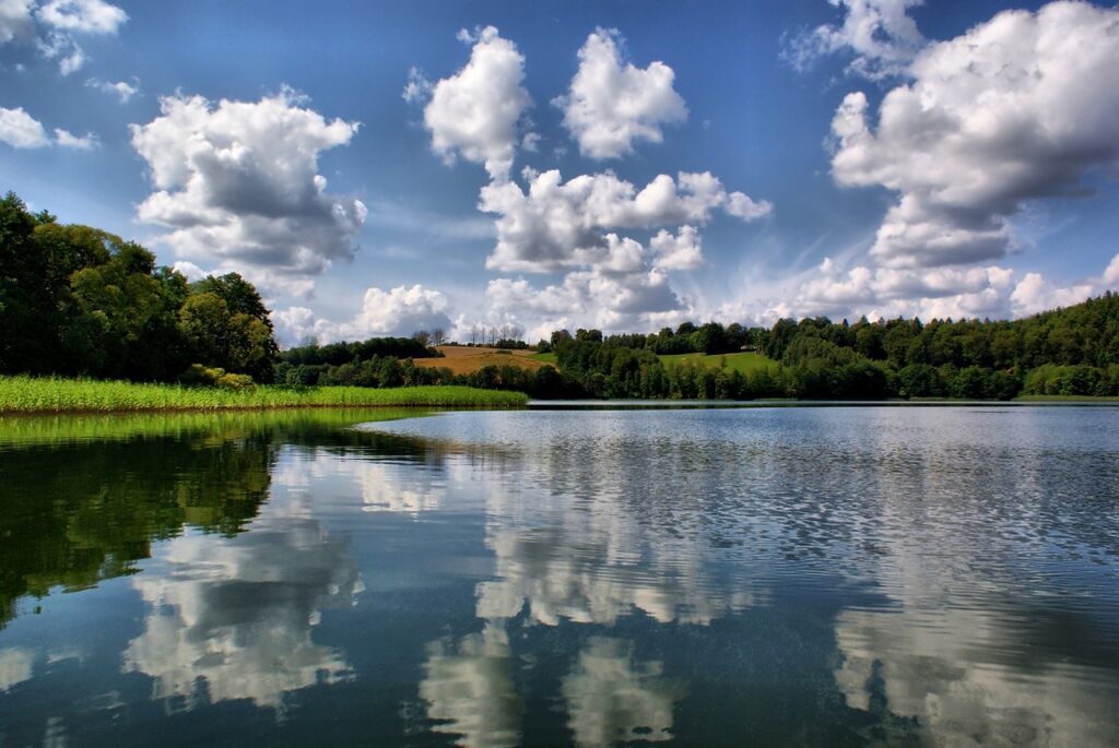 lake, nature, clouds